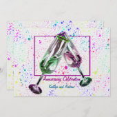 シャンパン・トースト / アニバーサリー・パーティー 招待状 (正面/裏面)