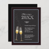 シャンパン トースト 新年のパーティー招待状 招待状 (正面/裏面)