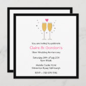 シャンパン トースト 結婚記念日 パーティー 招待状 - 白 (正面/裏面)