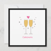 シャンパン トースト 結婚記念日 パーティー 招待状 - 白 (裏面)