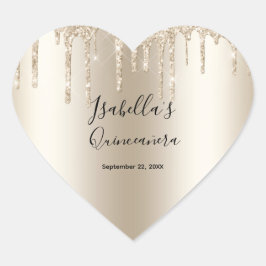 シャンパン ドリッピング グリッター エレガント キンセアニエラ ハートシール