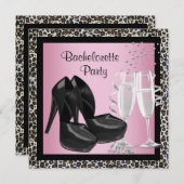 シャンパン ハイ ヒール ピンク レオパード ブライズメイド 招待状 (正面/裏面)