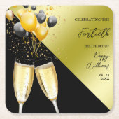 シャンパン&バルーン40歳の誕生日 スクエアペーパーコースター (正面)