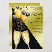 シャンパン&バルーン40歳の誕生日 セーブザデート (正面/裏面)