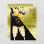 シャンパン&バルーン40歳の誕生日 出欠カード (正面/裏面)