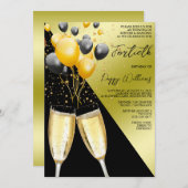 シャンパン&バルーン40歳の誕生日 招待状 (正面/裏面)