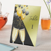 シャンパン&バルーン40th誕生日テーブル番号 台座サイン (インサイチュ)