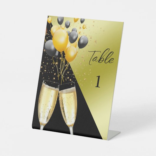シャンパン&バルーン40th誕生日テーブル番号 台座サイン (正面)