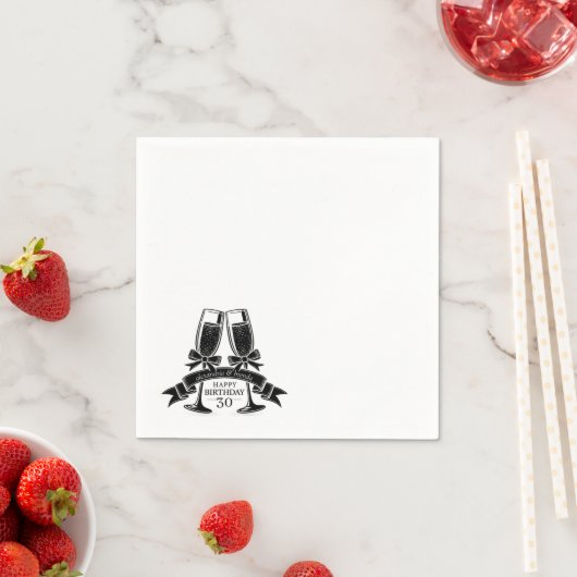 シャンパン バースデー ボウ スタンダードカクテルナプキン (インサイチュ)