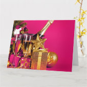 シャンパン＆ピンク カード (黄色い花)