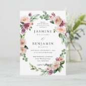 シャンパン & ピンク フラワール 4 招待状 (スタンド正面)