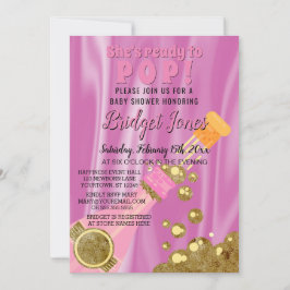 シャンパン·ピンポップ・アートのク·ベビー·ガール·シャワーの準備 招待状