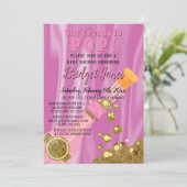 シャンパン·ピンポップ・アートのク·ベビー·ガール·シャワーの準備 招待状 (スタンド正面)