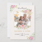 シャンパン フォト フラワーのウェディング スタイル 招待状 (正面)