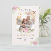 シャンパン フォト フラワーのウェディング スタイル 招待状 (スタンド正面)