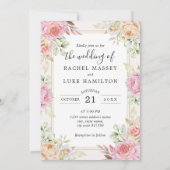 シャンパン フォト フラワーのウェディング スタイル 招待状 (裏面)