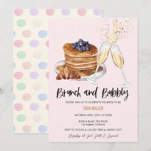 シャンパン ブライダル シャワー | ランチ 招待状 (正面/裏面)