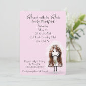 シャンパン ブライダル ブランチ スティック フィギュア ガール 招待状 (スタンド正面)