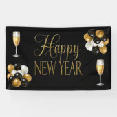 シャンパン ブラック＆ゴールド ニューヨークイブパーティー 横断幕 (横)