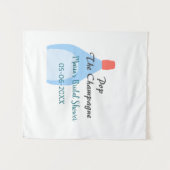 シャンパン ブルーのウェディング シャワーのラベルに名前と日付を追加 タペストリー (正面(横))