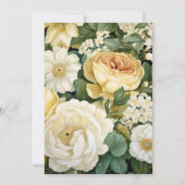 シャンパン、ホワイト&グリーンリーフローラ結婚ズ 招待状 (裏面)