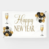 シャンパン ホワイト & ゴールド ニューヨークイブ パーティー 横断幕 (横)