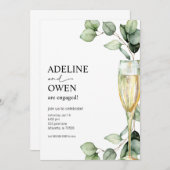シャンパン&ユーカリプタス婚約パーティ 招待状 (正面/裏面)
