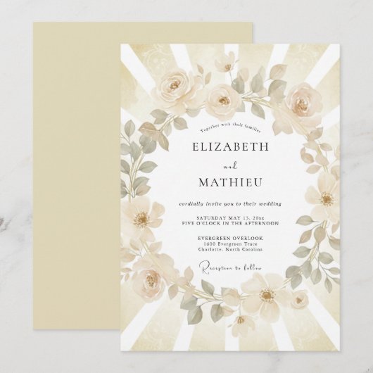 シャンパン ラディアント サマー ウェディング 招待状 (正面/裏面)