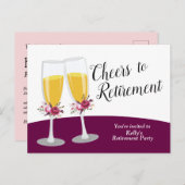 シャンパン リタイアメント パーティー インビテーションポストカード (正面/裏面)