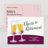 シャンパン  リタイアメント パーティ インビテーションポストカード (正面/裏面)