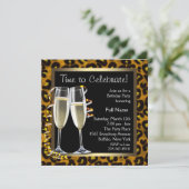 シャンパン レオパード 誕生日パーティー招待状 招待状 (スタンド正面)