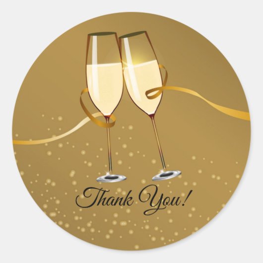 シャンパン、ワイン、大人のパーティー、感謝していお前のシール ラウンドシール (正面)