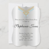 シャンパン《写真》ぼけ味アクアマリンSweet sixteen 招待状 (裏面)