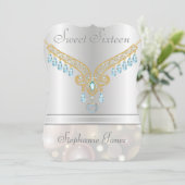 シャンパン《写真》ぼけ味アクアマリンSweet sixteen 招待状 (スタンド正面)