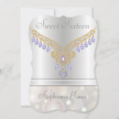 シャンパン《写真》ぼけ味アメジストダイヤモンドSweet sixteen 招待状 (正面)