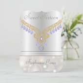 シャンパン《写真》ぼけ味アメジストダイヤモンドSweet sixteen 招待状 (スタンド正面)