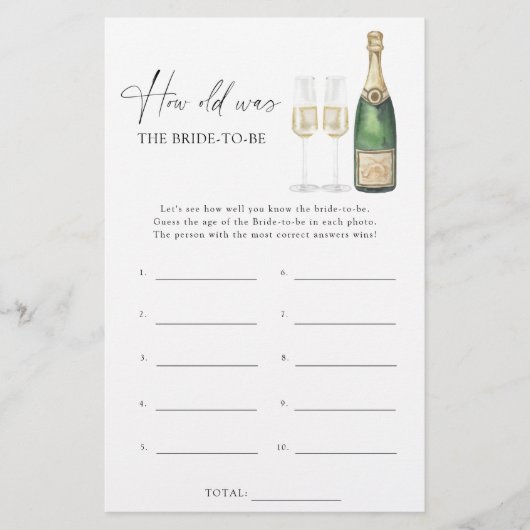 シャンパン – 新婦は何歳の頃にゲームを楽しんでいた (正面)