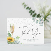 シャンパン 水彩 向日葵 ブライダルシャワー サンキューカード (スタンド正面)