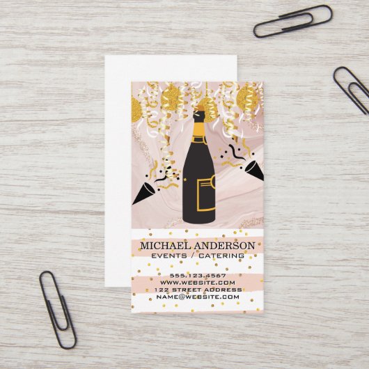 シャンパン/紙吹雪とバルーン 名刺 (正面/裏面インサイチュ)