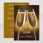 シャンパン 誕生日 招待状 (正面/裏面)