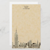 シャンパンNYCスカイラインエッチング01文房具 便箋 (正面/裏面)