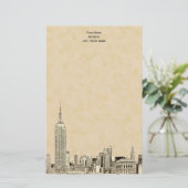 シャンパンNYCスカイラインエッチング01文房具 便箋 (スタンド正面)