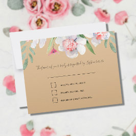 シャンパンRSVPとメニューの白い水仙 出欠カード