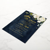 シャンパーニュフローラネイビー金ゴールドミクリンキンセアニェラ 箔招待状 (回転した状態)