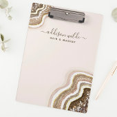 シャンパーニュ金ゴールドタンブラウングリッターアゲートゲード クリップボード