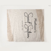 シャンパーニュ ブラシ グリッター スイート16 背景 タペストリー (正面(横))