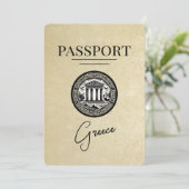 シャンパーニュGreece Passport日付カードの保存 セーブザデート (スタンド正面)