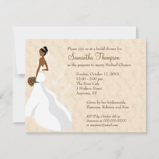 シャンパ気のあるそぶりをしたンブライダルシャワー 招待状 (正面)