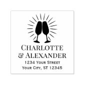 シャンパ白熱［赤熱］光を放つングラスカップル名アドレス セルフインキングスタンプ (デザイン)