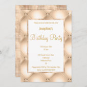 シャンパ素晴らしンキルテ&金ゴールドカスタム誕生日 招待状 (正面/裏面)